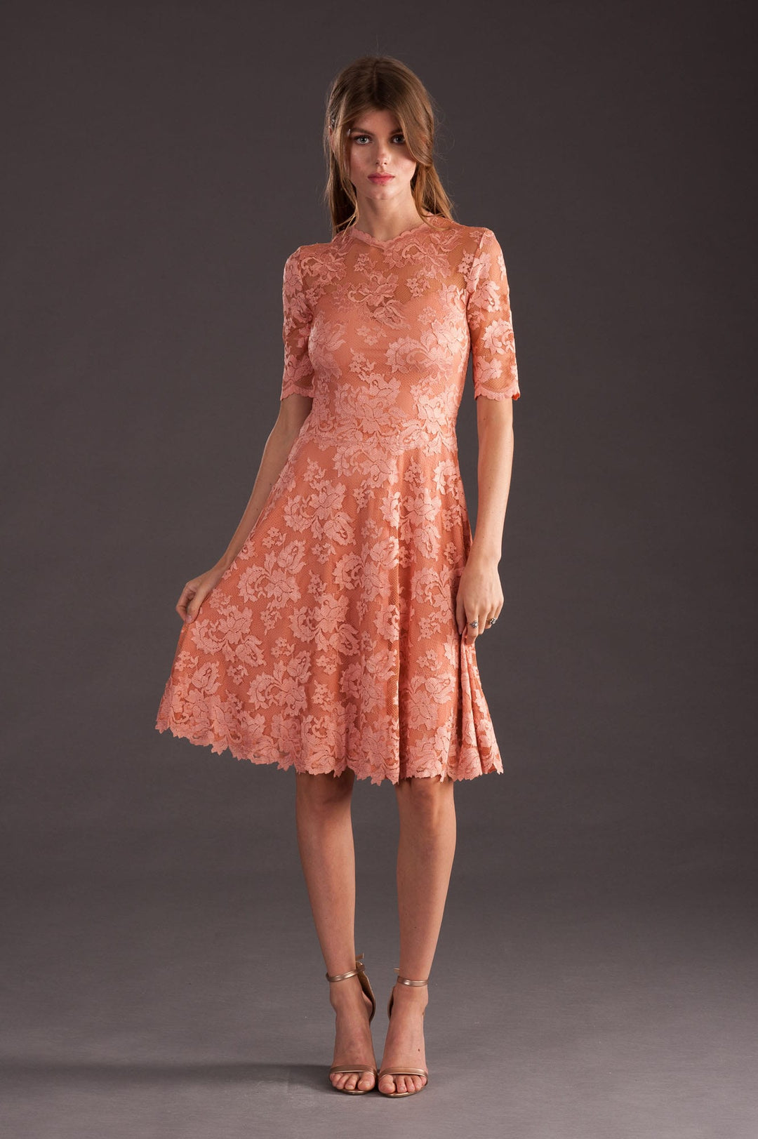 Half Sleeves Lace Dress-0