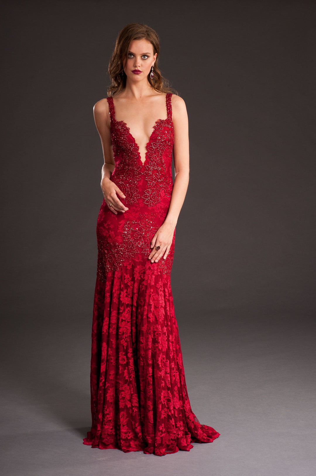 Elegant Lace Embellished Gown-0