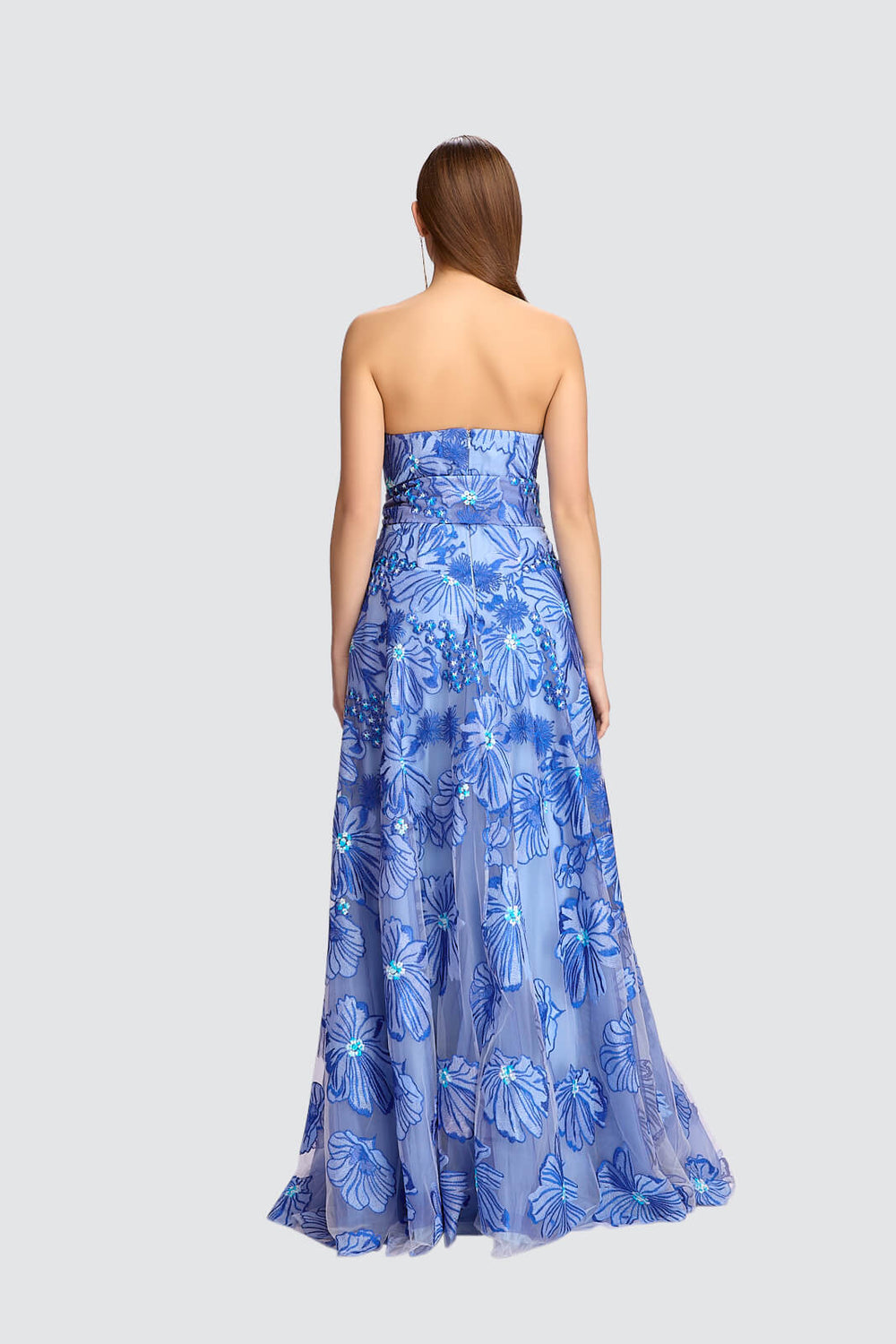 Blue Floral Embroidered Gown-1