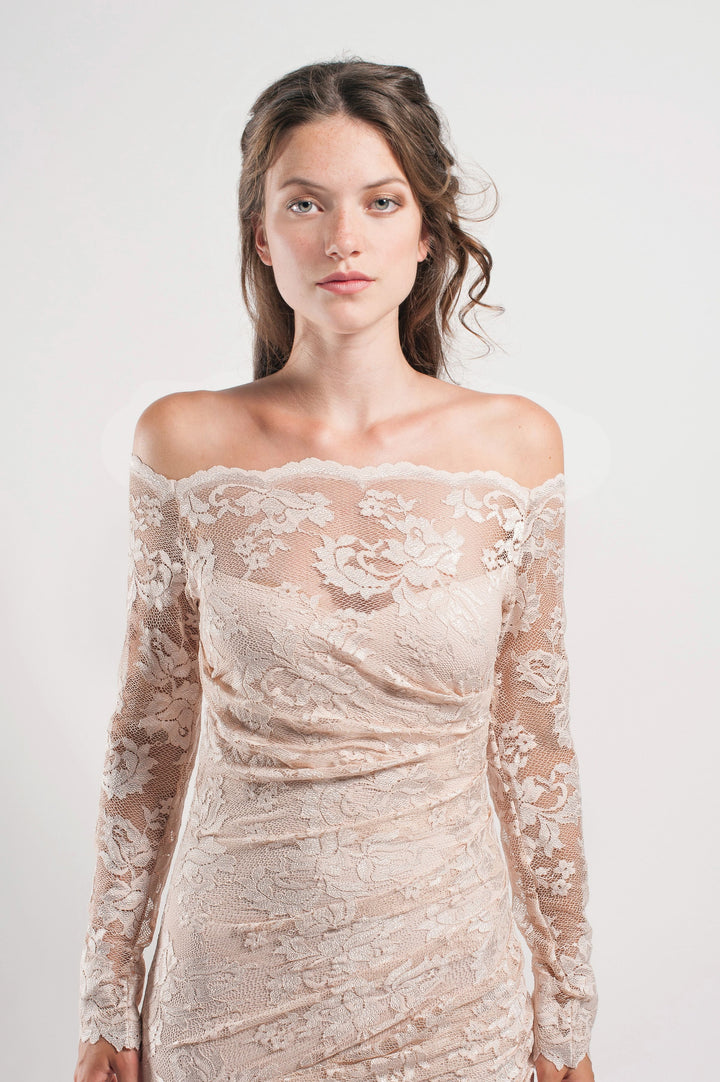Mermaid Off-Shoulder Lace Gown-3