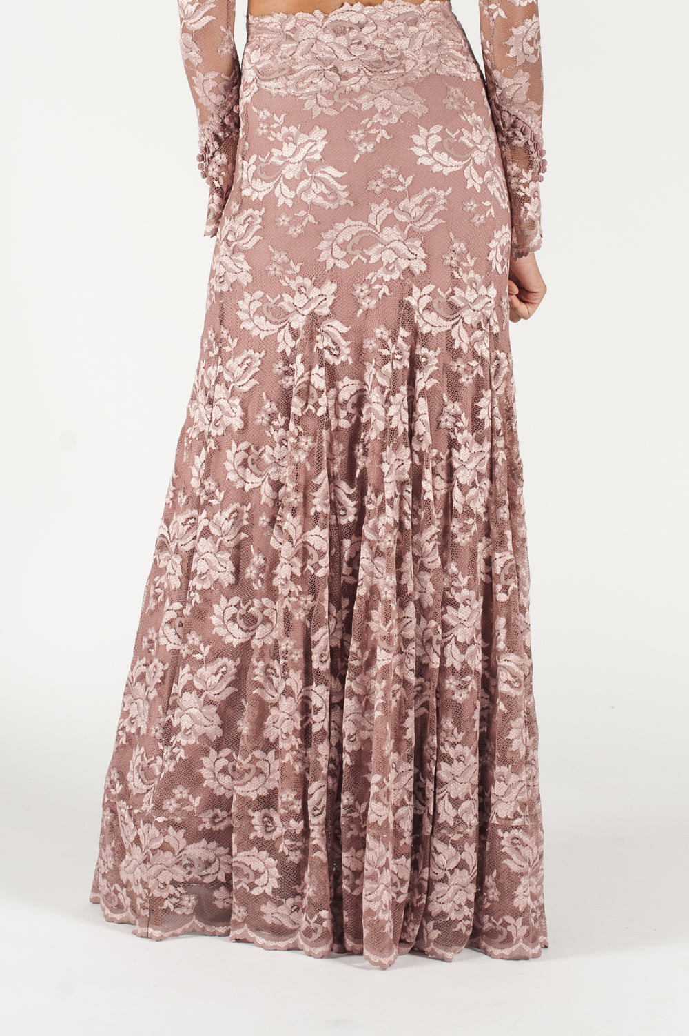 Soft Pink Lace Long Skirt-1