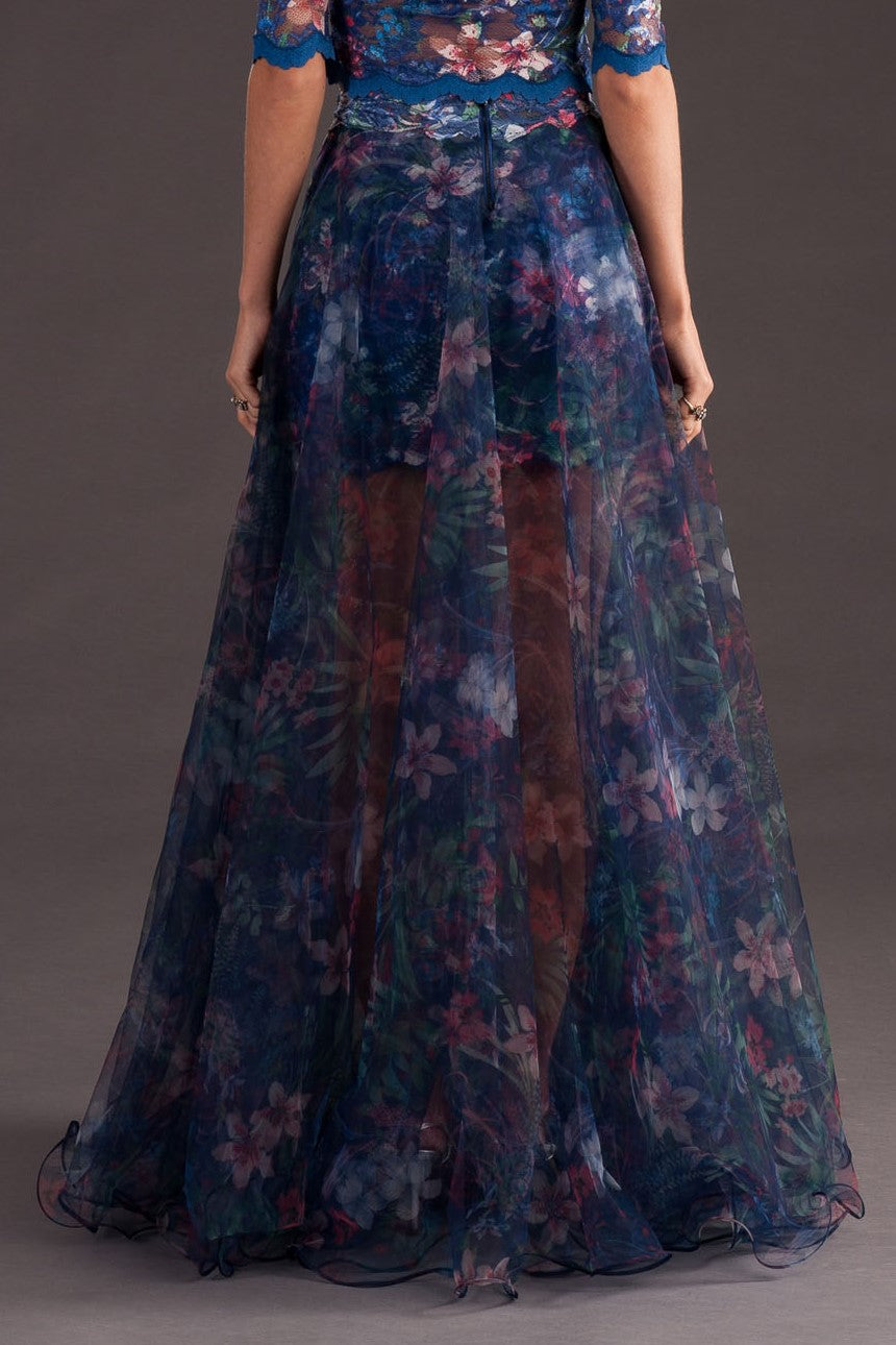 Floral Sheer Layered Maxi Skirt-4
