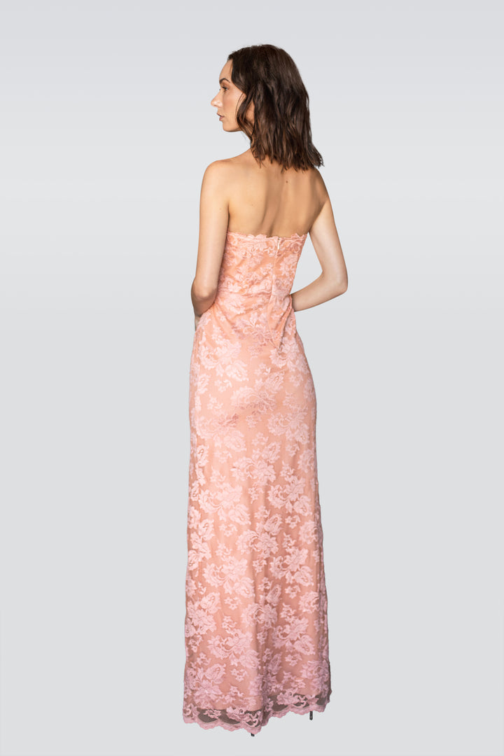 Off-Shoulder Guava Slit Dress-1