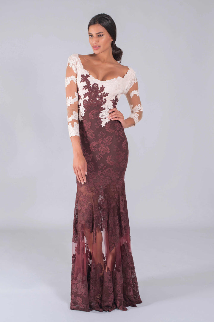 Elegant Two-Tone Gown with Illusion Tulle Skirt-0