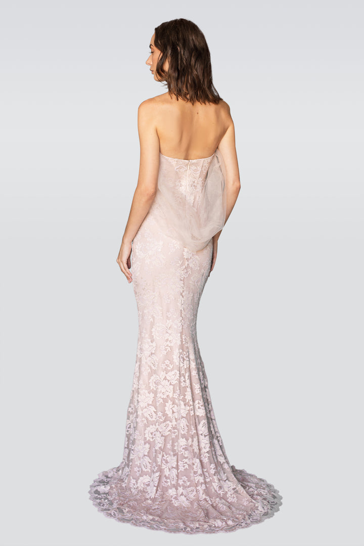 Soft Pink Strapless Gown with Tulle-0