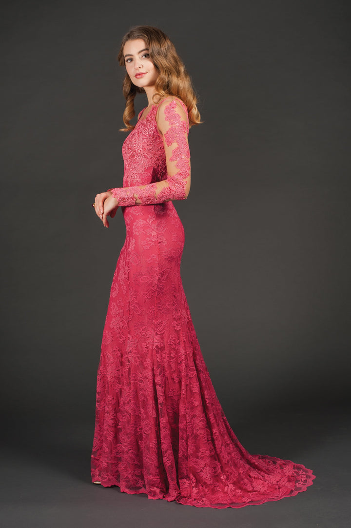 Glamorous Long-Sleeve Malaga Lace Gown-2