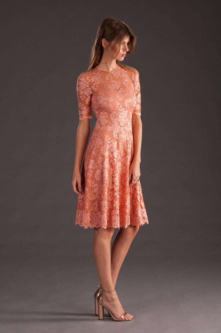 Half Sleeves Lace Dress-2