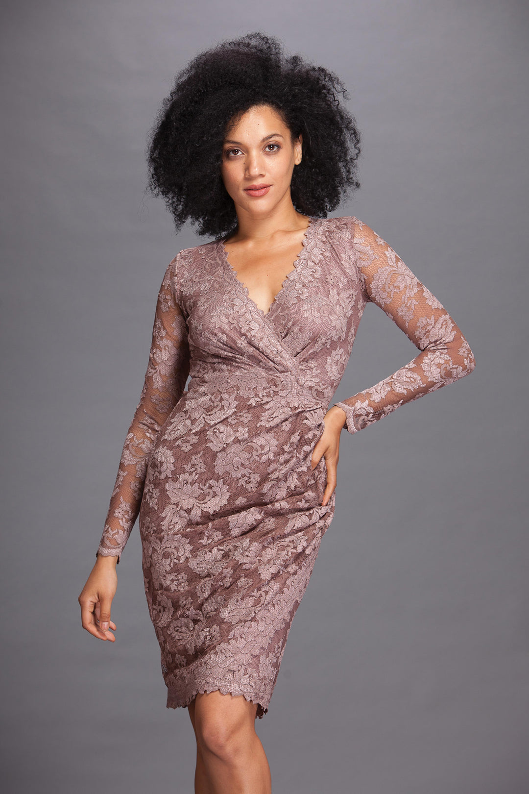 Long Sleeves Cocktail Lace Dress-0