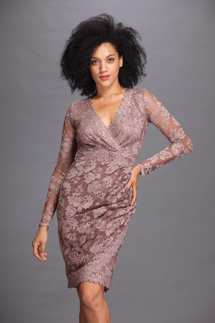 Long Sleeves Cocktail Lace Dress-0
