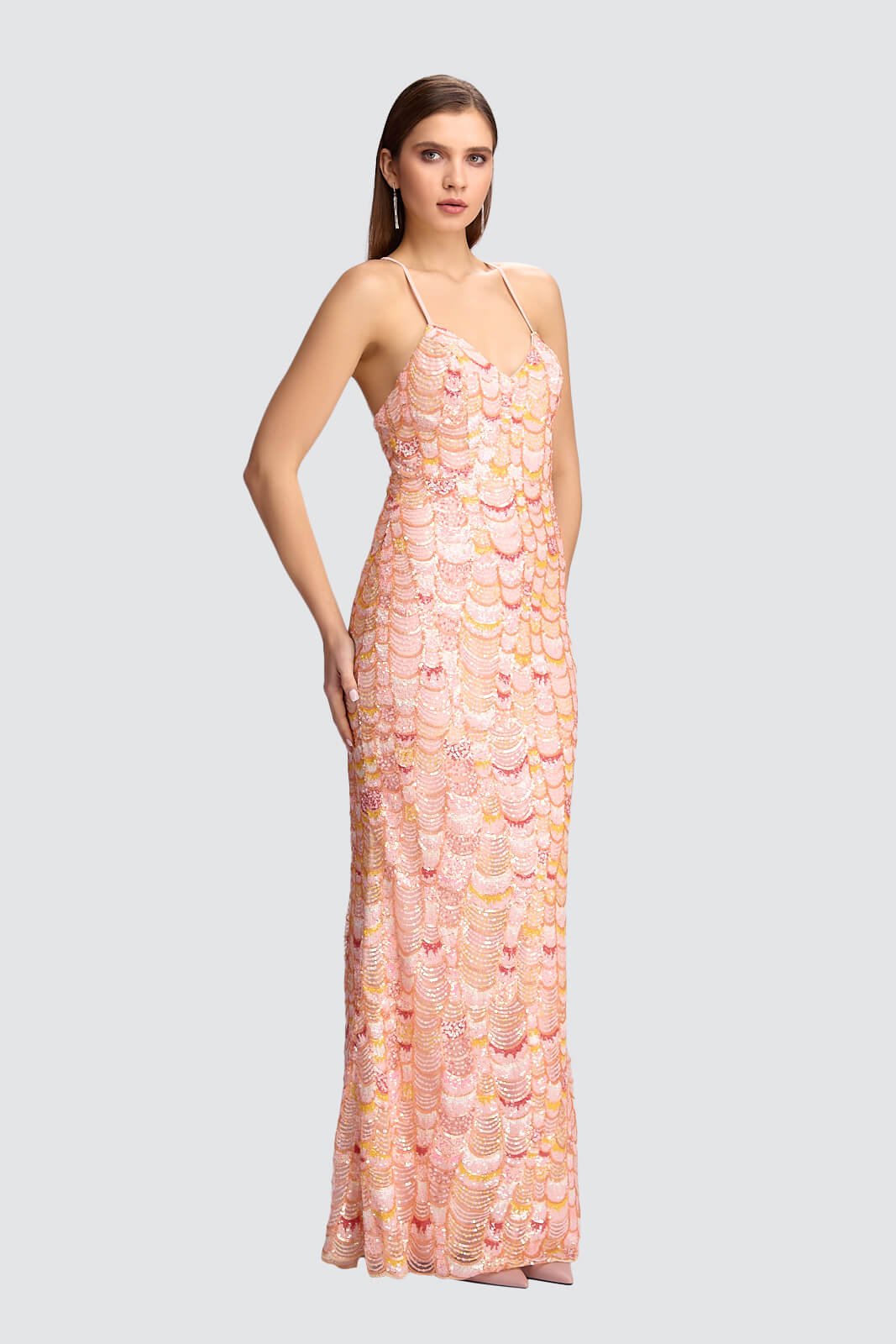 Peach Sequin Gown-0