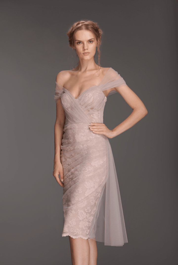 Elegant soft tulle dress with a bustier-0