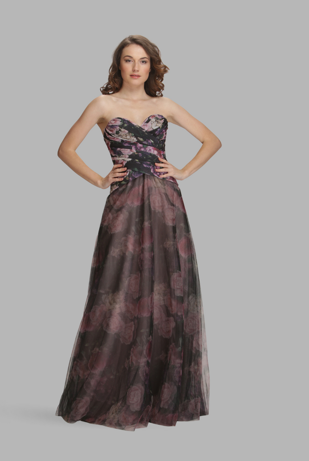 Sleeveless pleated wrap corset gown-1