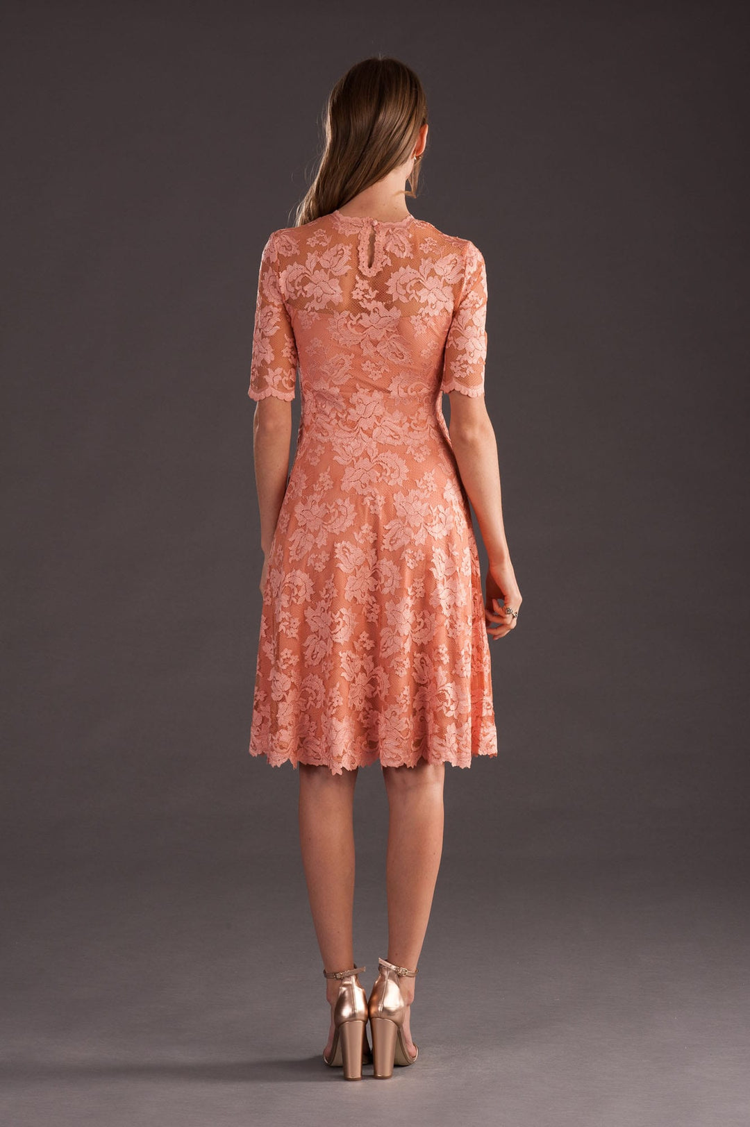 Half Sleeves Lace Dress-1