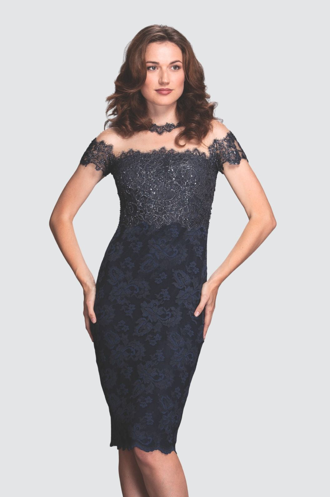 Fit-and-Flare Lace Midi Dress