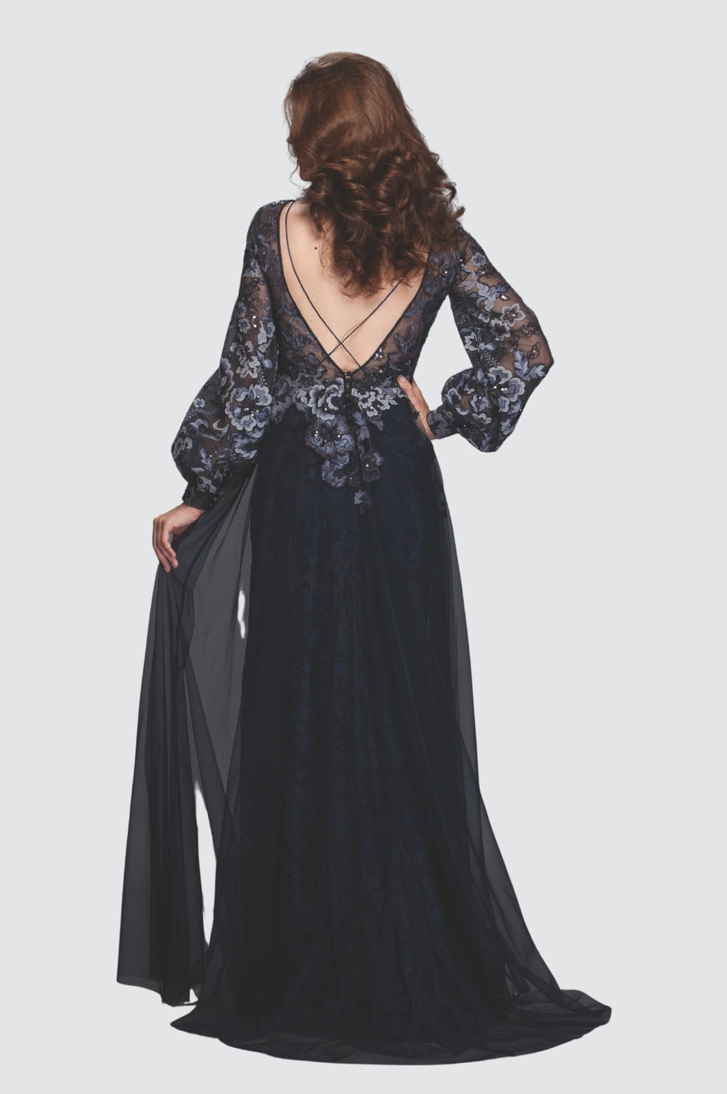 Ensemble assorti en dentelle bleu foncé