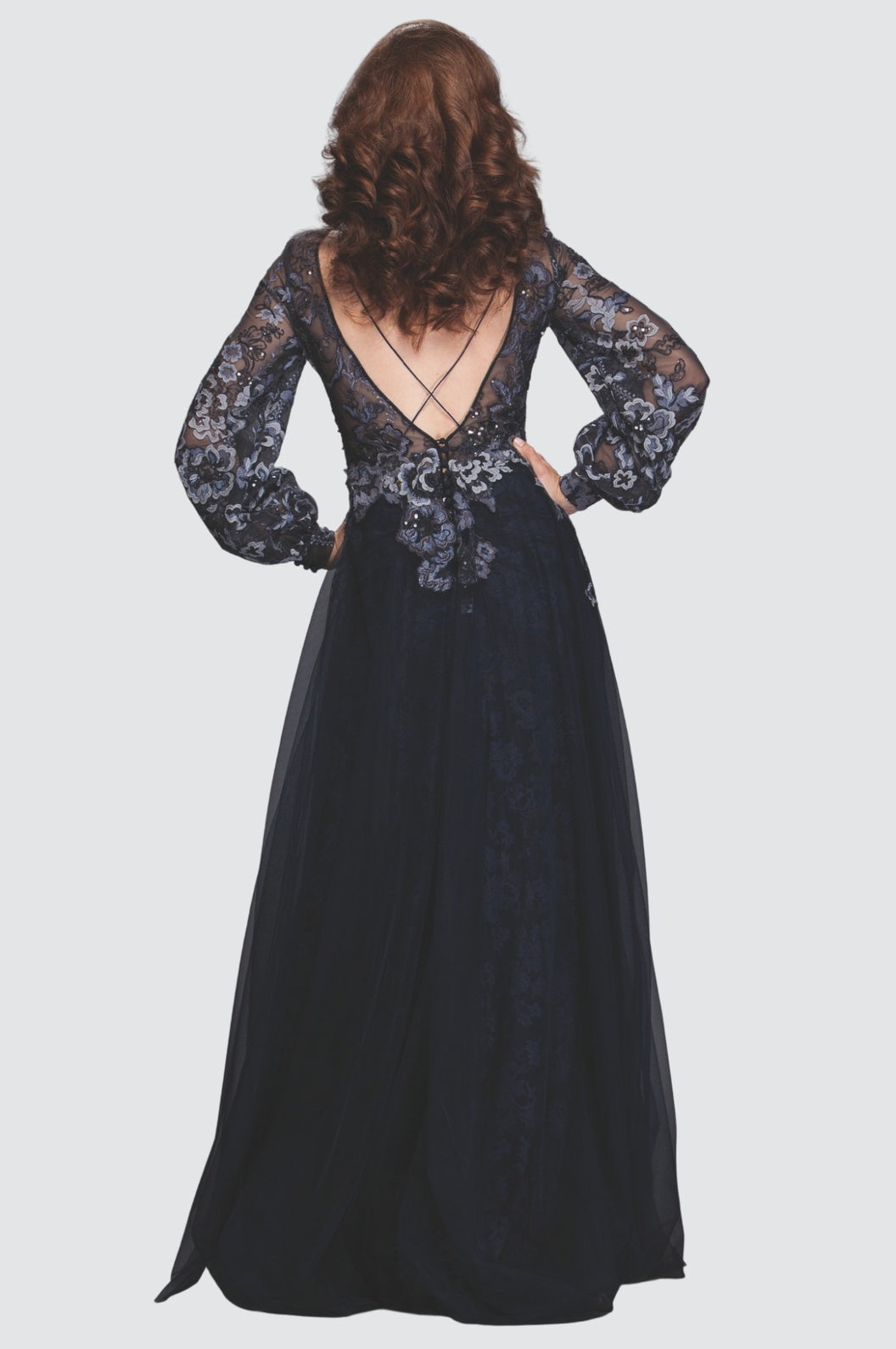 Ensemble assorti en dentelle bleu foncé