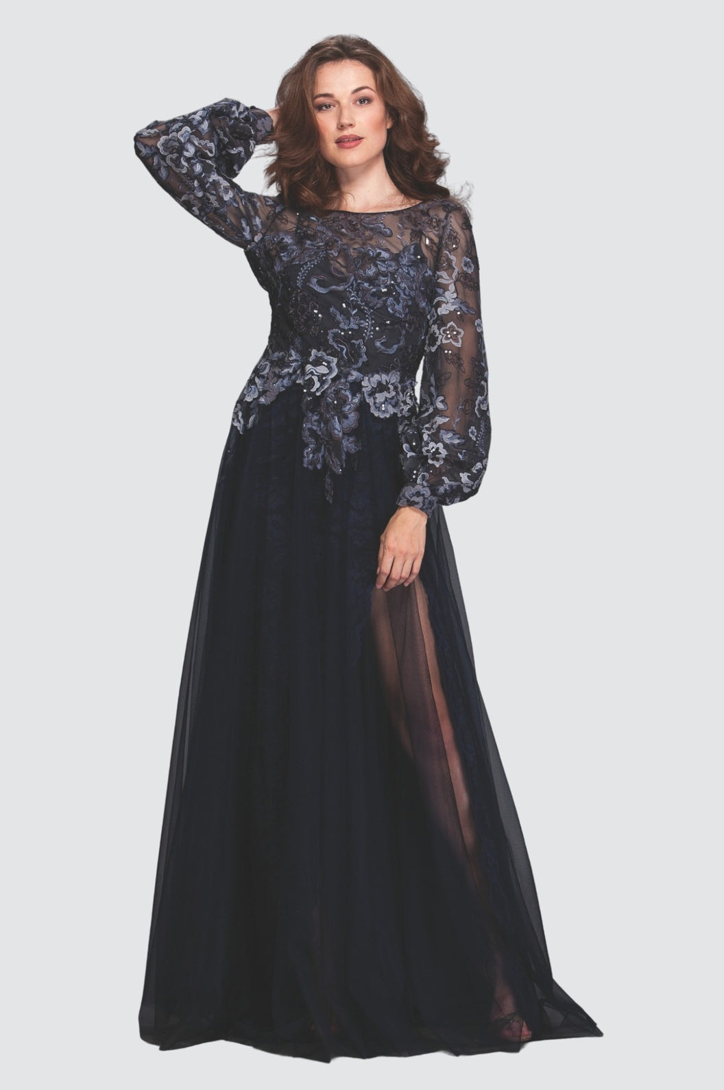 Ensemble assorti en dentelle bleu foncé