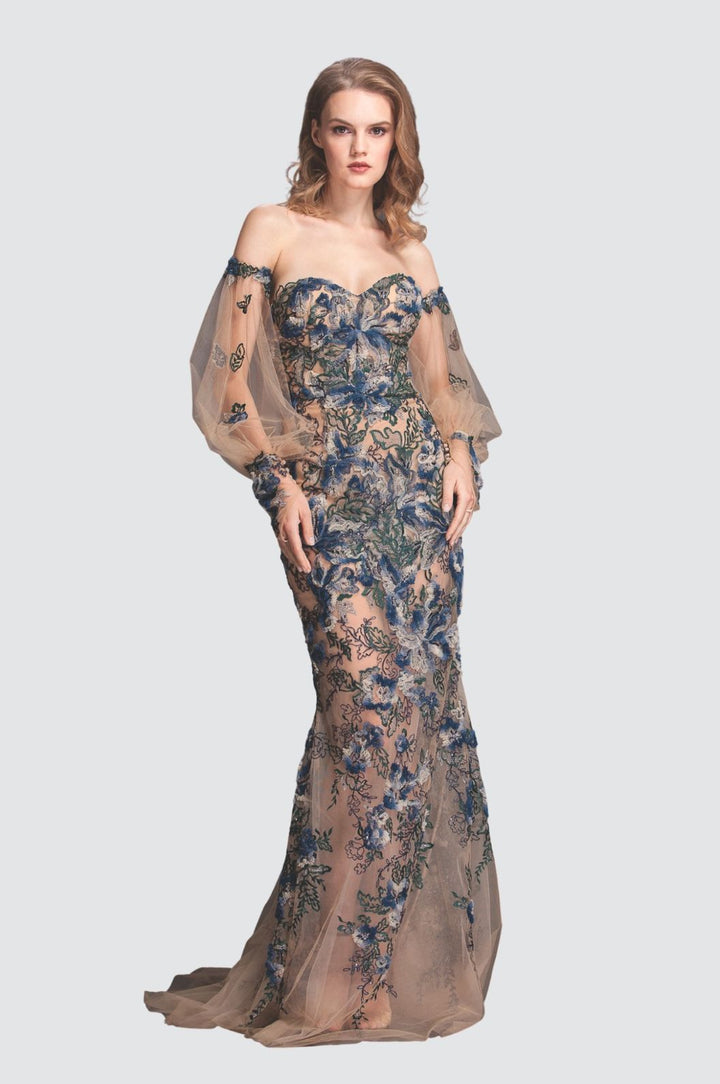 Ensemble assorti en dentelle bleu foncé