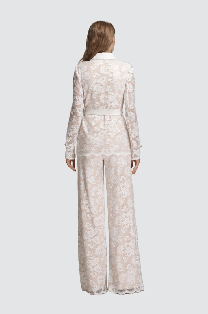 Lace Jacket & Wide-Leg Trousers Set
