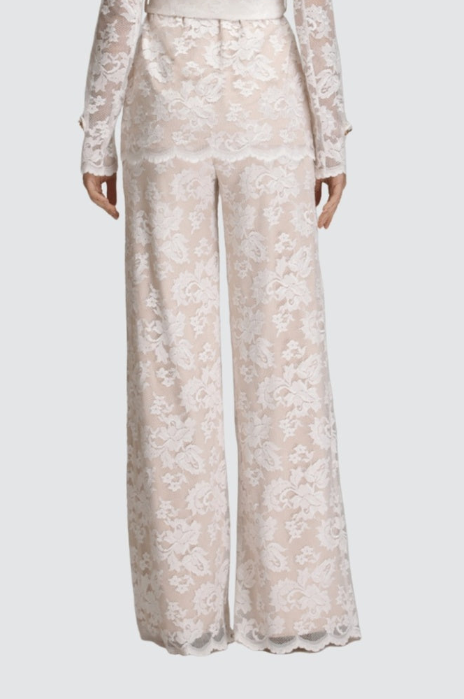Lace Jacket & Wide-Leg Trousers Set