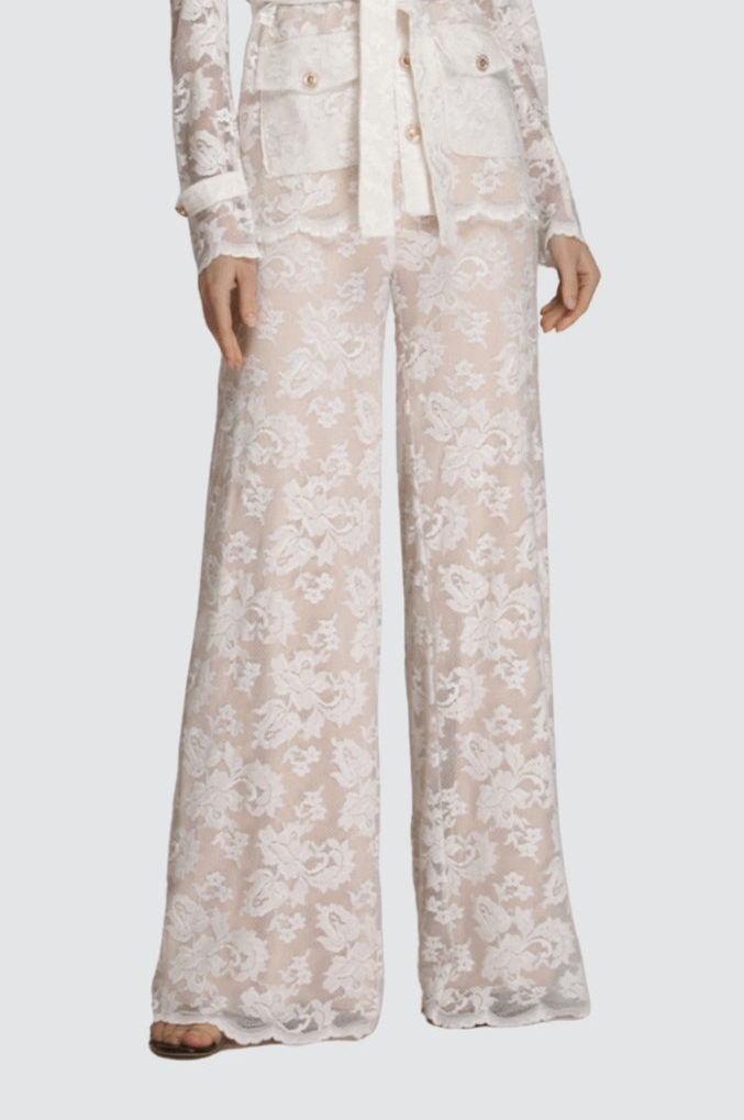 Lace Jacket & Wide-Leg Trousers Set