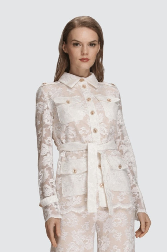 Lace Jacket & Wide-Leg Trousers Set