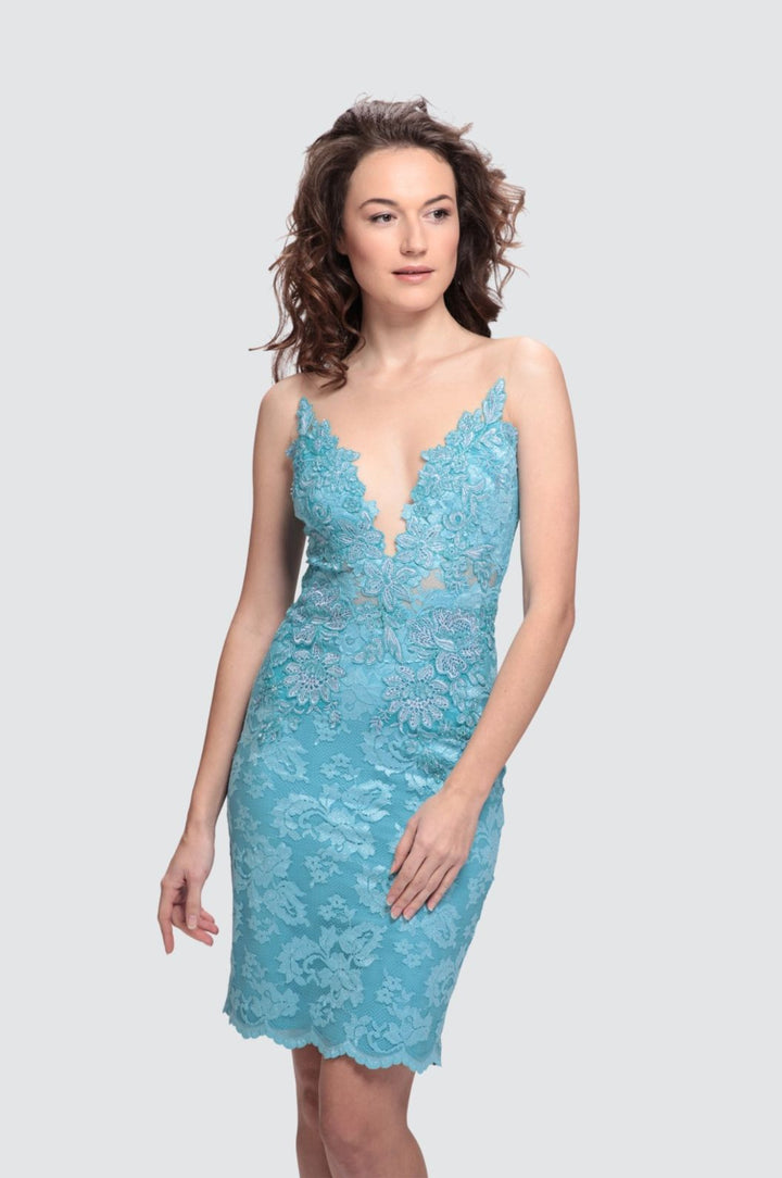 Illusion Neck With Open Back Cocktail Dress