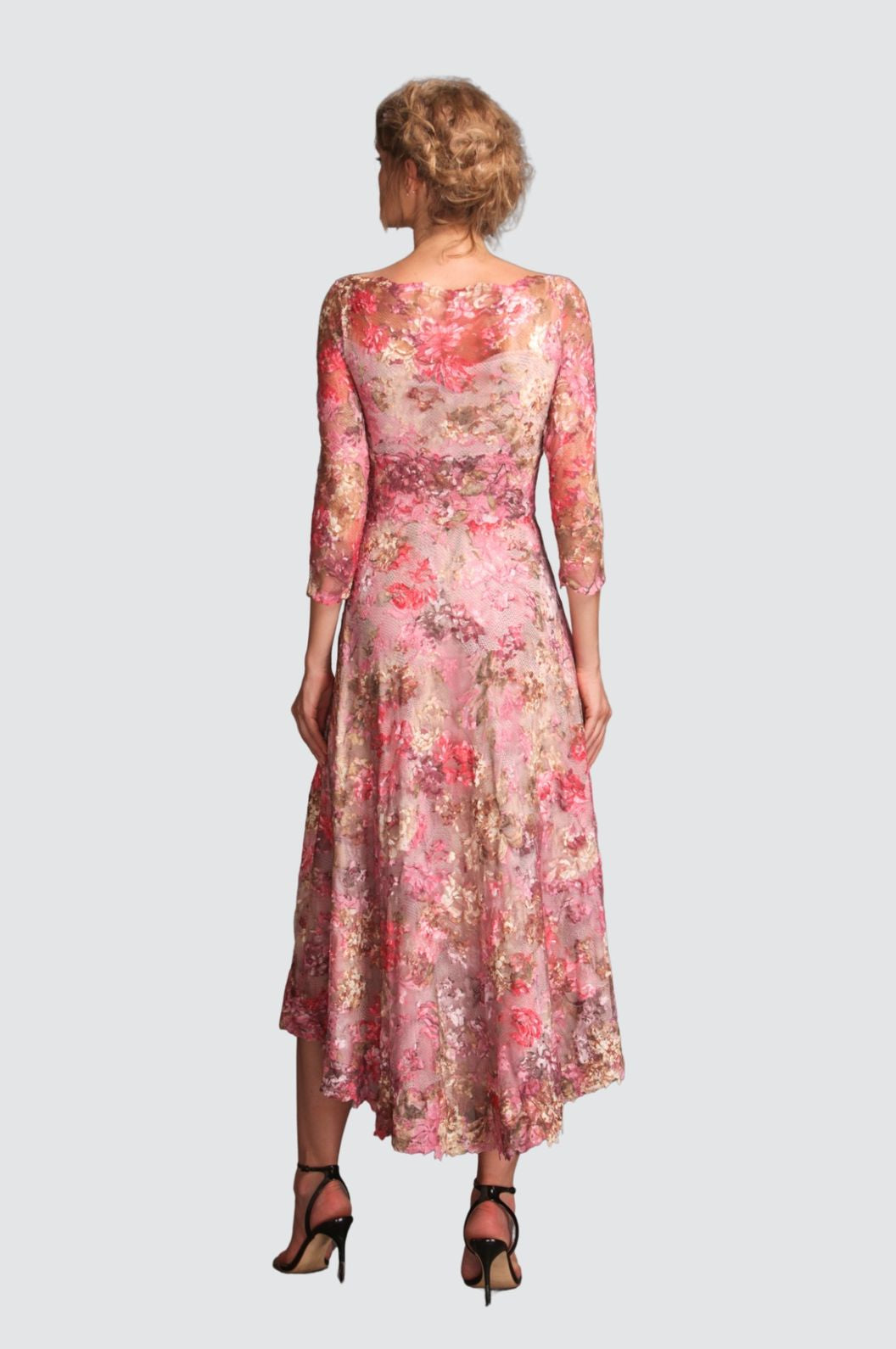 Classic High Low Printed Lace Dress