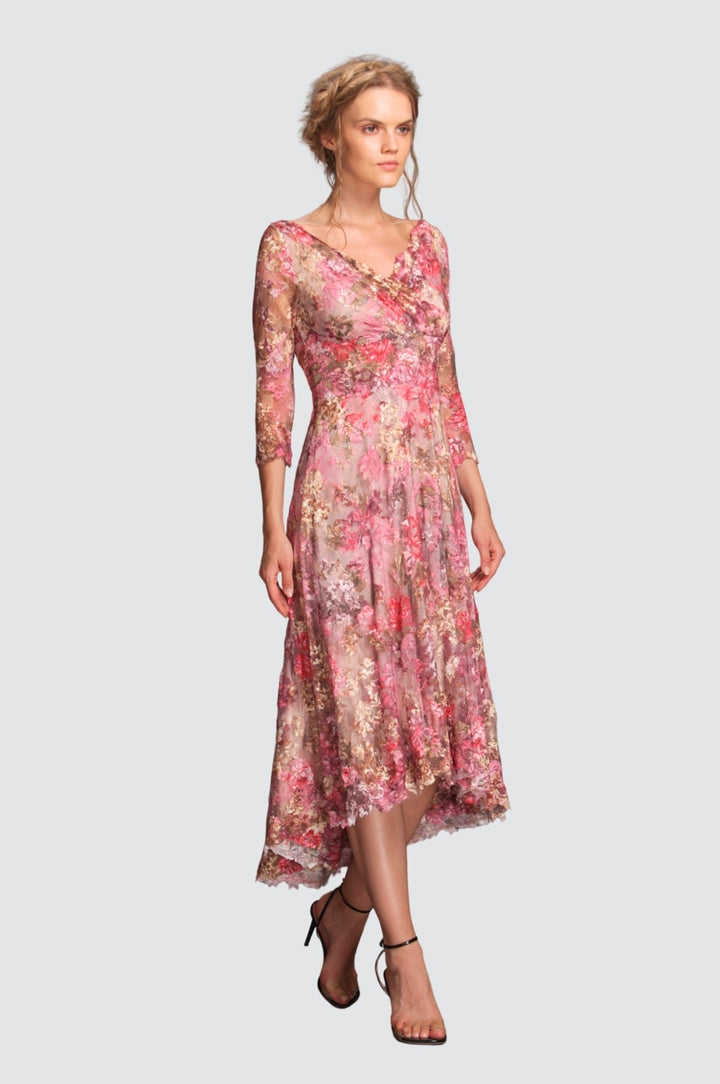 Classic High Low Printed Lace Dress