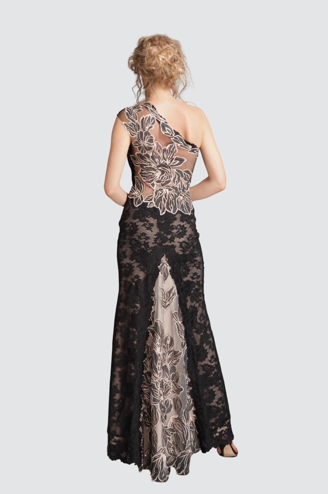 One Shoulder Mesh Gown