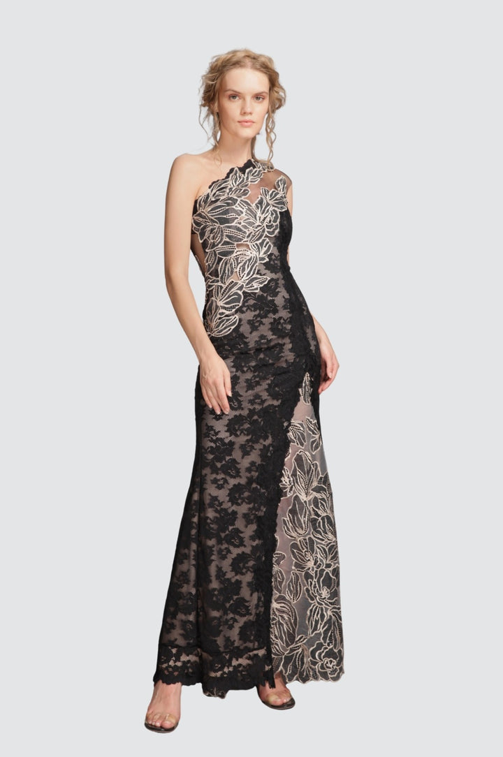 One Shoulder Mesh Gown