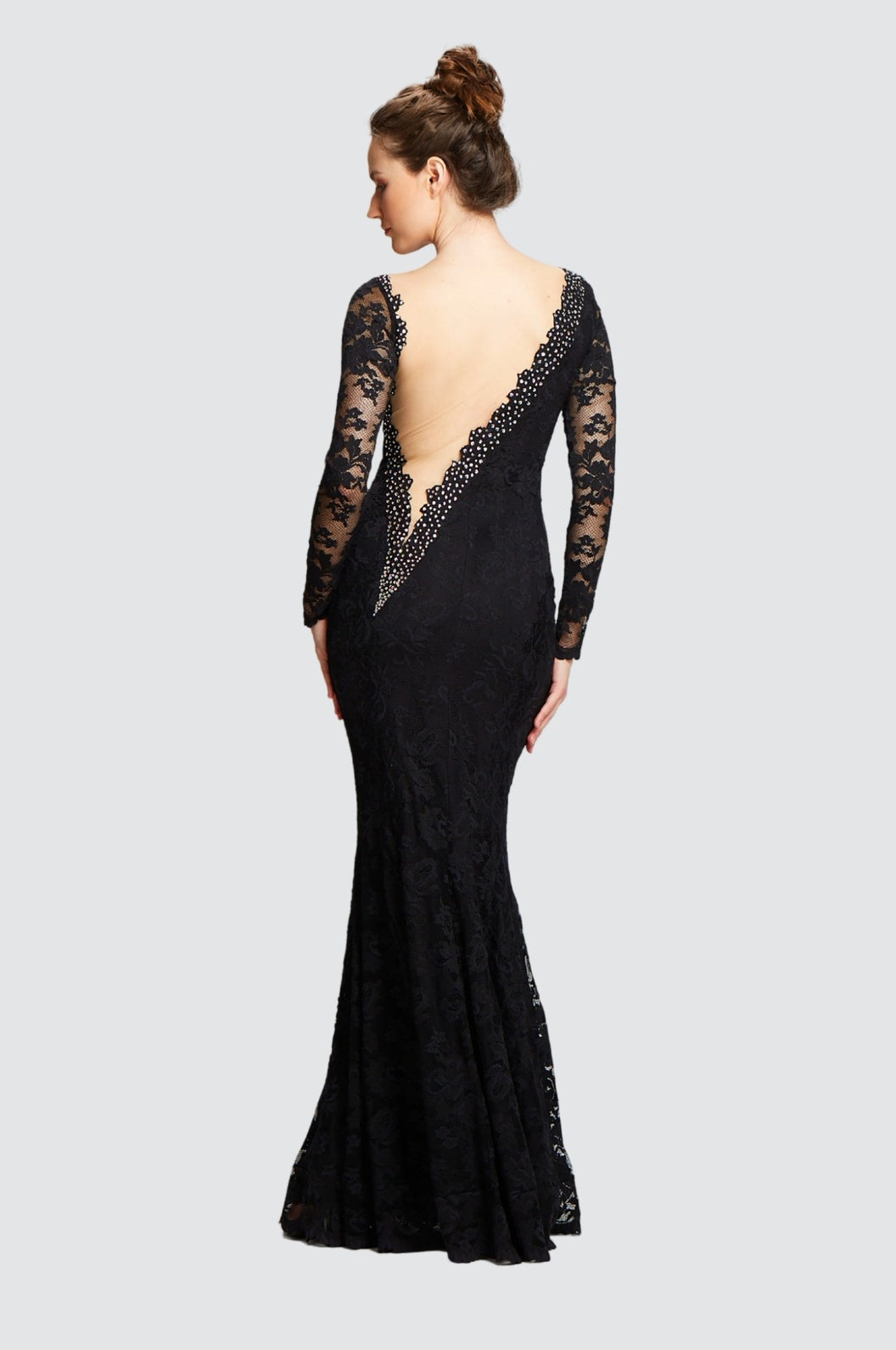 Robe longue dos nu avec cristaux Swarovski