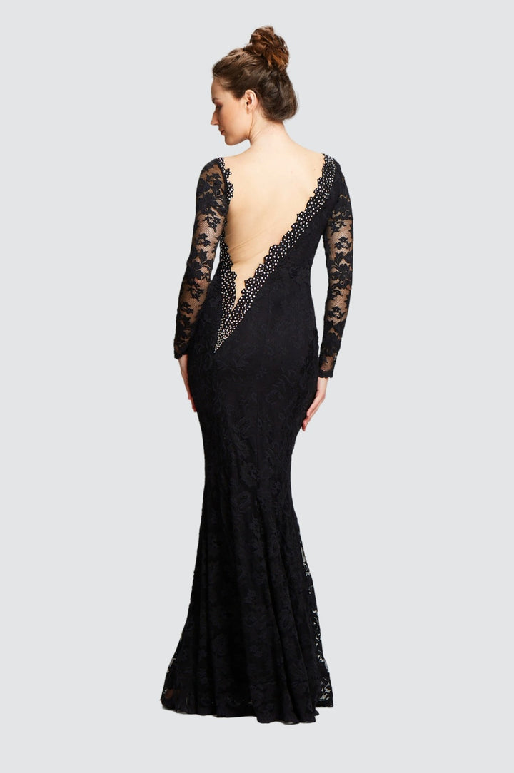 Robe longue dos nu avec cristaux Swarovski