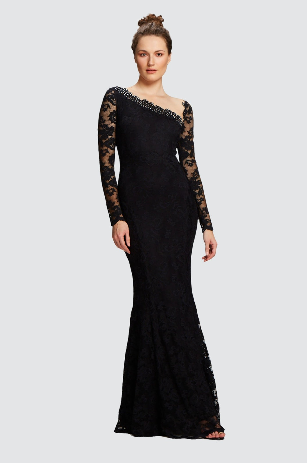 Robe longue dos nu avec cristaux Swarovski
