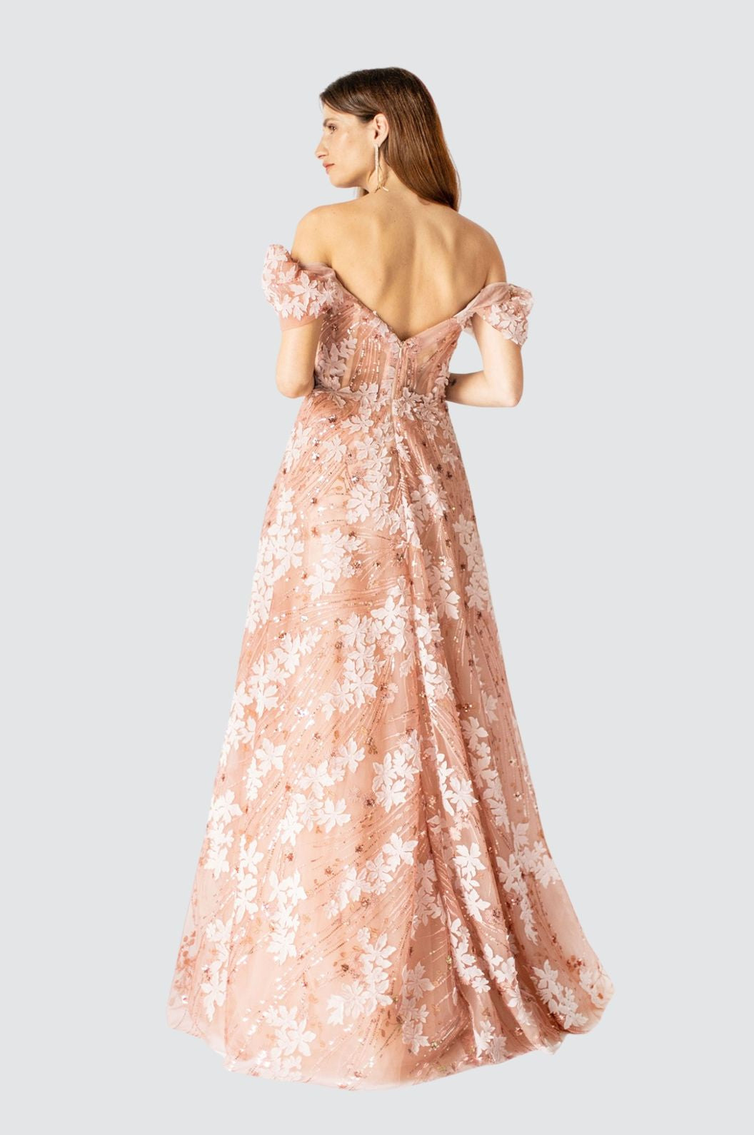 Coral Bloom Enchantment Schulterfreies Kleid