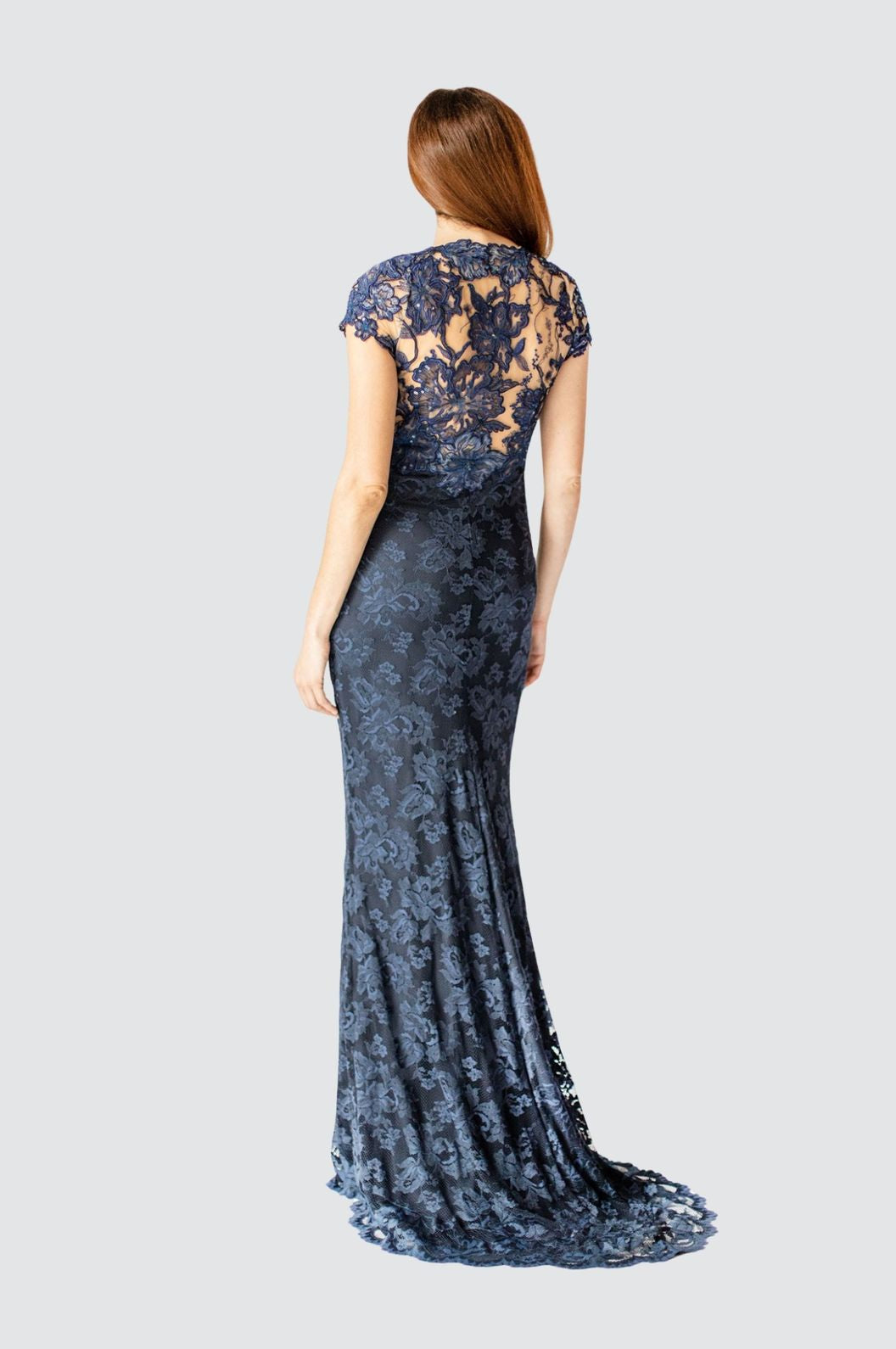 Mystery Blooms Lace Gown with Floral Applications