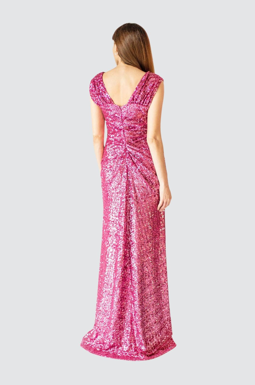 Kräftiges rosa Wickelkleid mit Silhouette