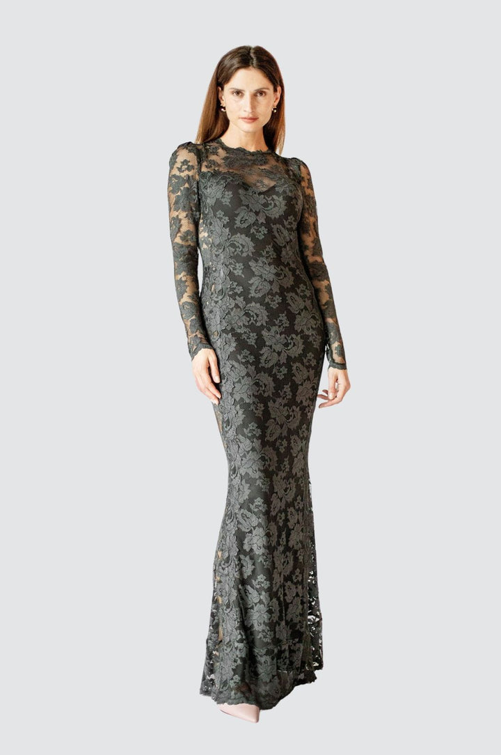 Robe en dentelle à manches longues Mystic Grey