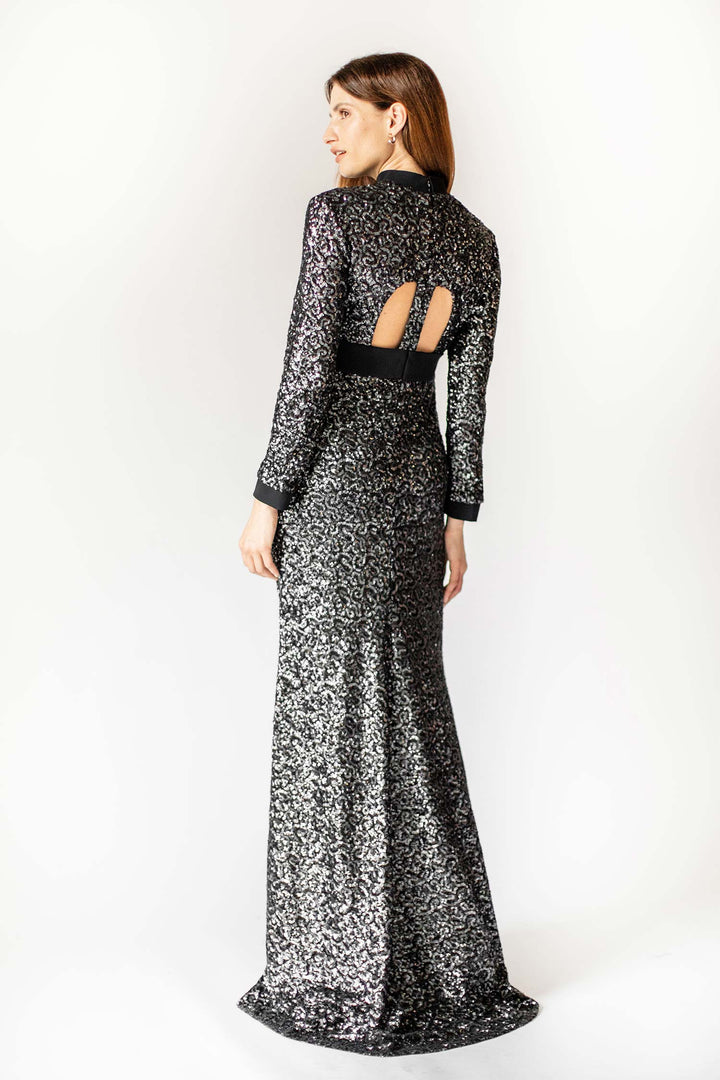 Luminous Laser-Cut Sequinned Gown