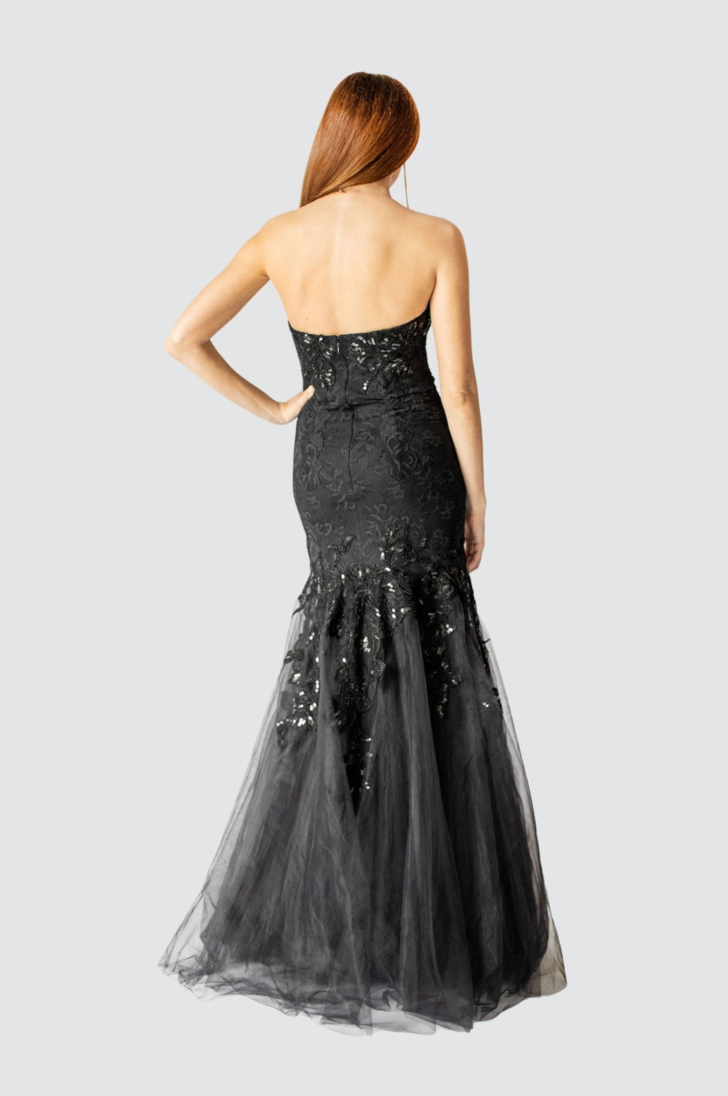 Noir – Trägerloses Meerjungfrauenkleid aus Tüll