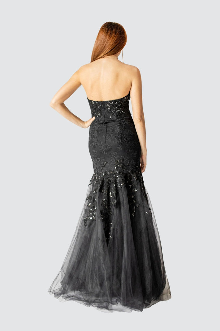 Noir – Trägerloses Meerjungfrauenkleid aus Tüll