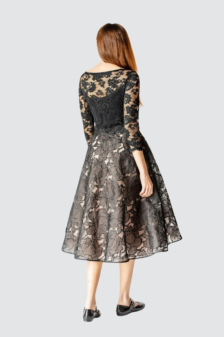 Robe mi-longue Midnight Bloom Elegance