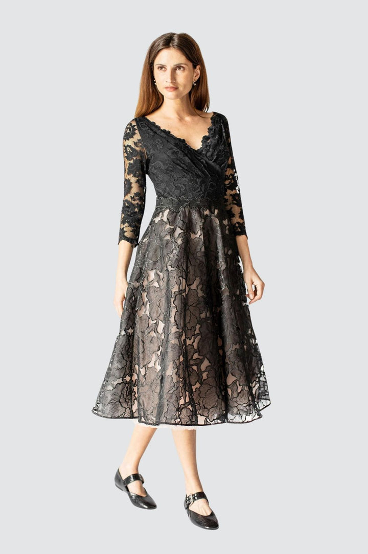 Robe mi-longue Midnight Bloom Elegance