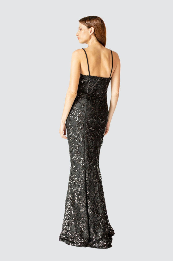 Opulence Langes schwarzes Miederkleid