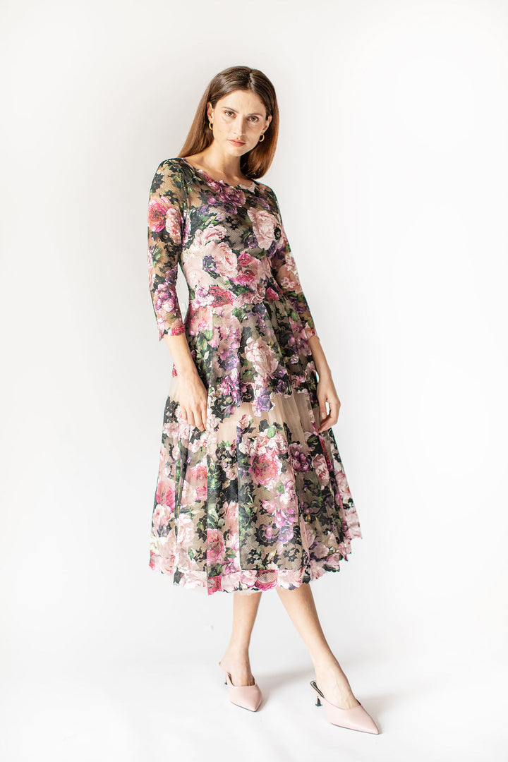 Flowery A-line Dress
