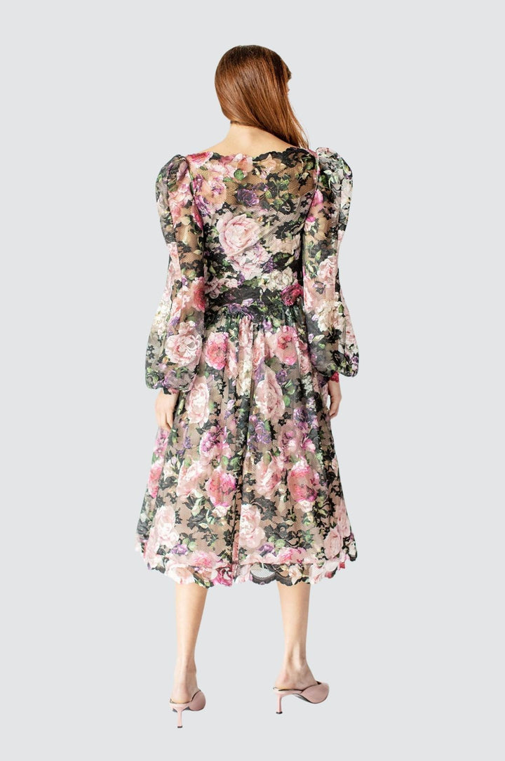 Robe trapèze romantique à manches ballon