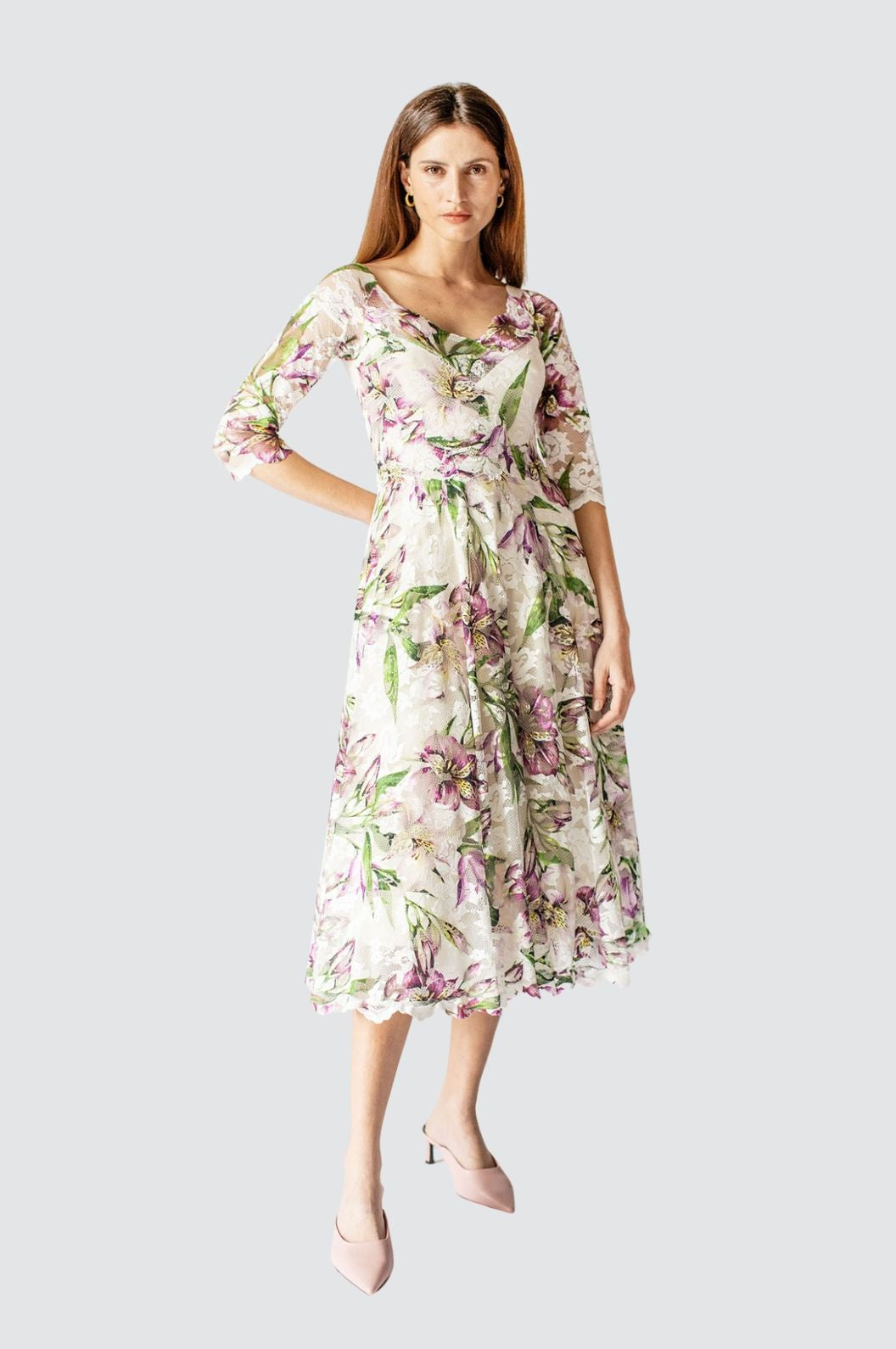Flowery A-line Dress – Olvi's Lace