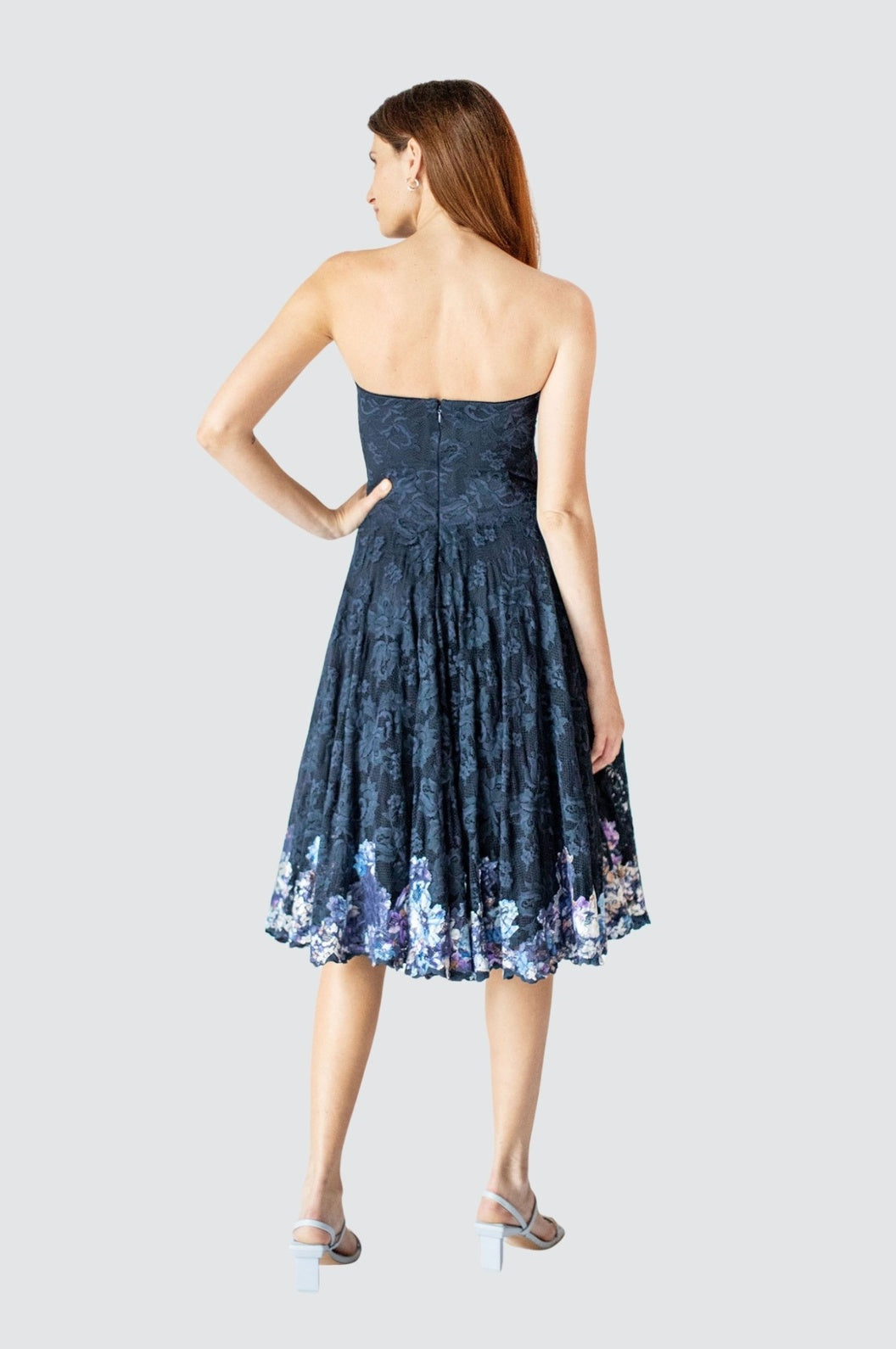 Strapless Bustier A-Line Lace Dress Olvi's Lace Strapless Bustier A-Line Lace Dress Olvi's Lace