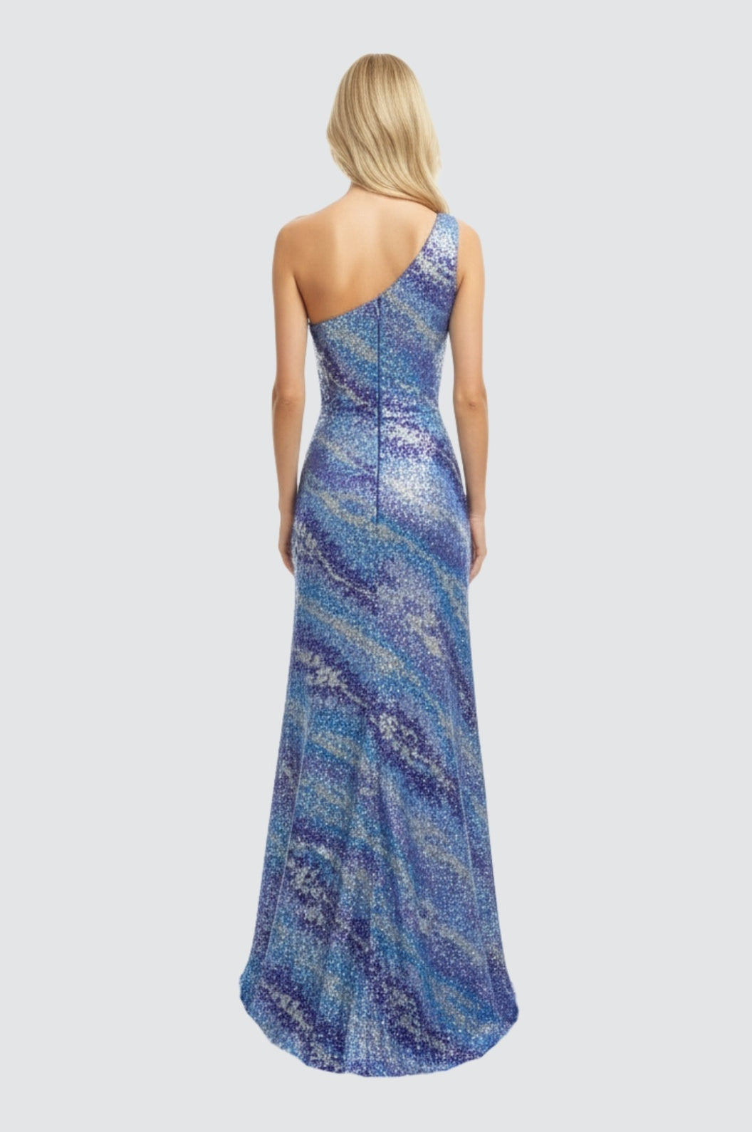 Aurora Frost One-Shoulder Sequin Gown