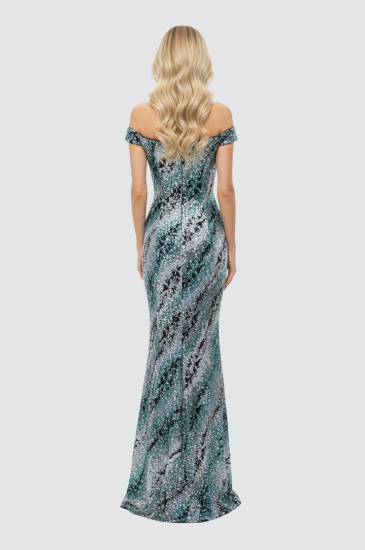 Midnight Emerald Sequin Gown